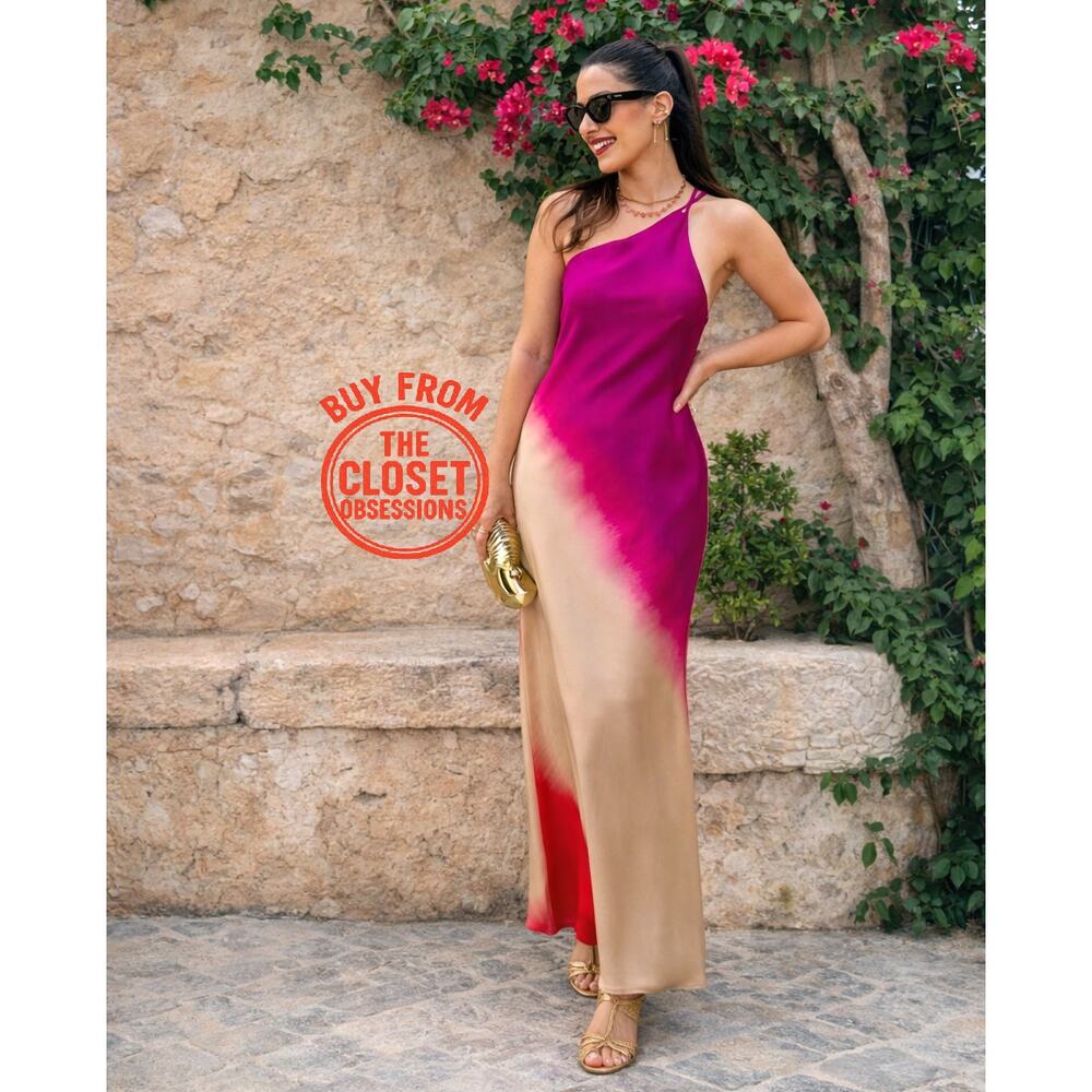 ZARA Ombré One Shoulder Crossback Midi Dress NWT